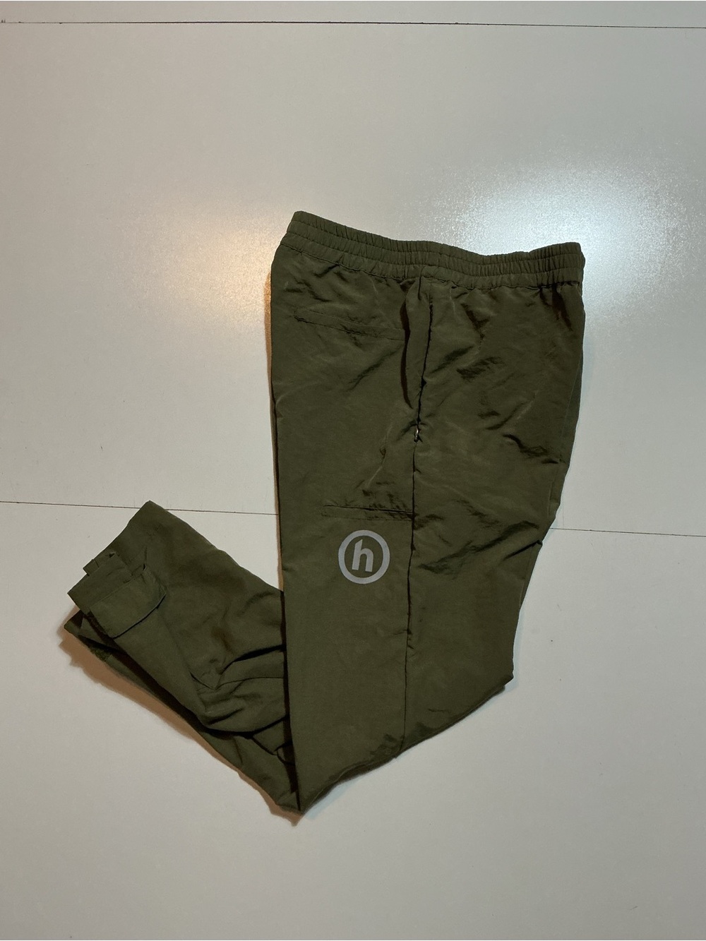 Hidden NY Olive Green Reflective Logo Lightweight Shell Tech Utility Track Pants